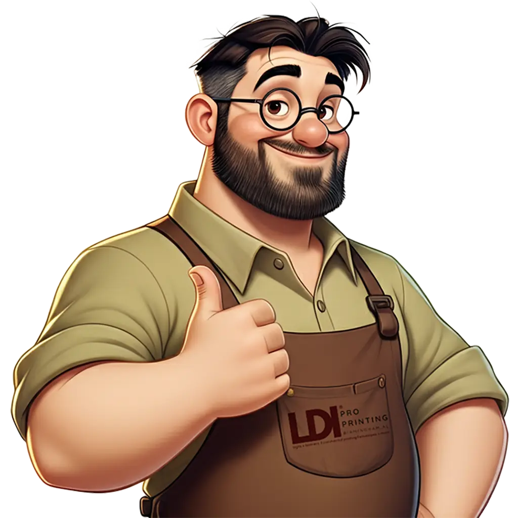 Dark haired guy with beard and glasses with apron on giving a thumbs up