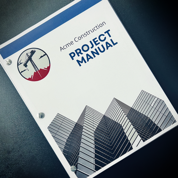 Project manual on black table