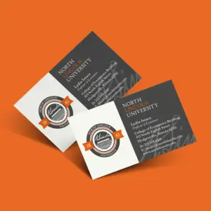 Picture of business cards with orange background