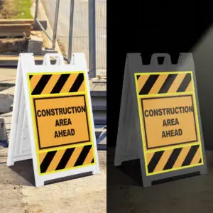 reflective sidewalk sign