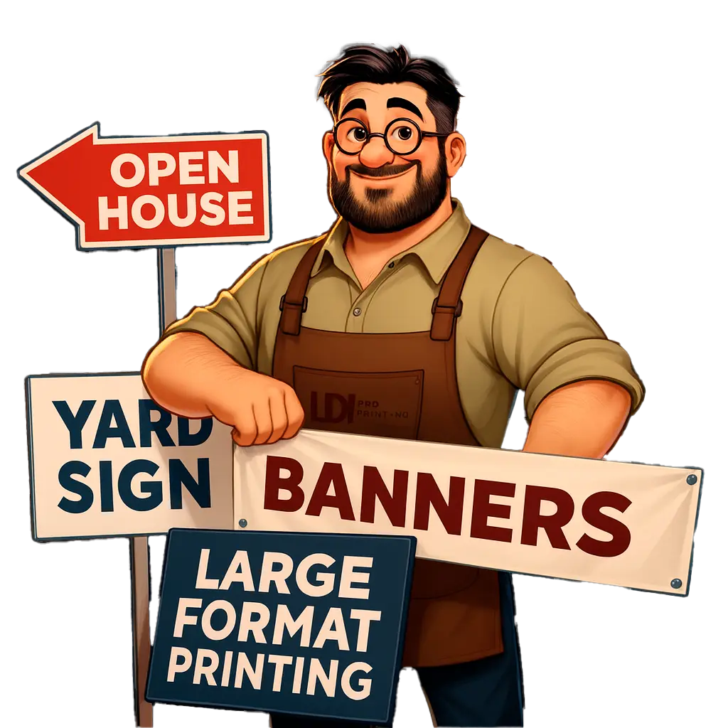 ldi pro printing birmingham signs, cameron holding a sign
